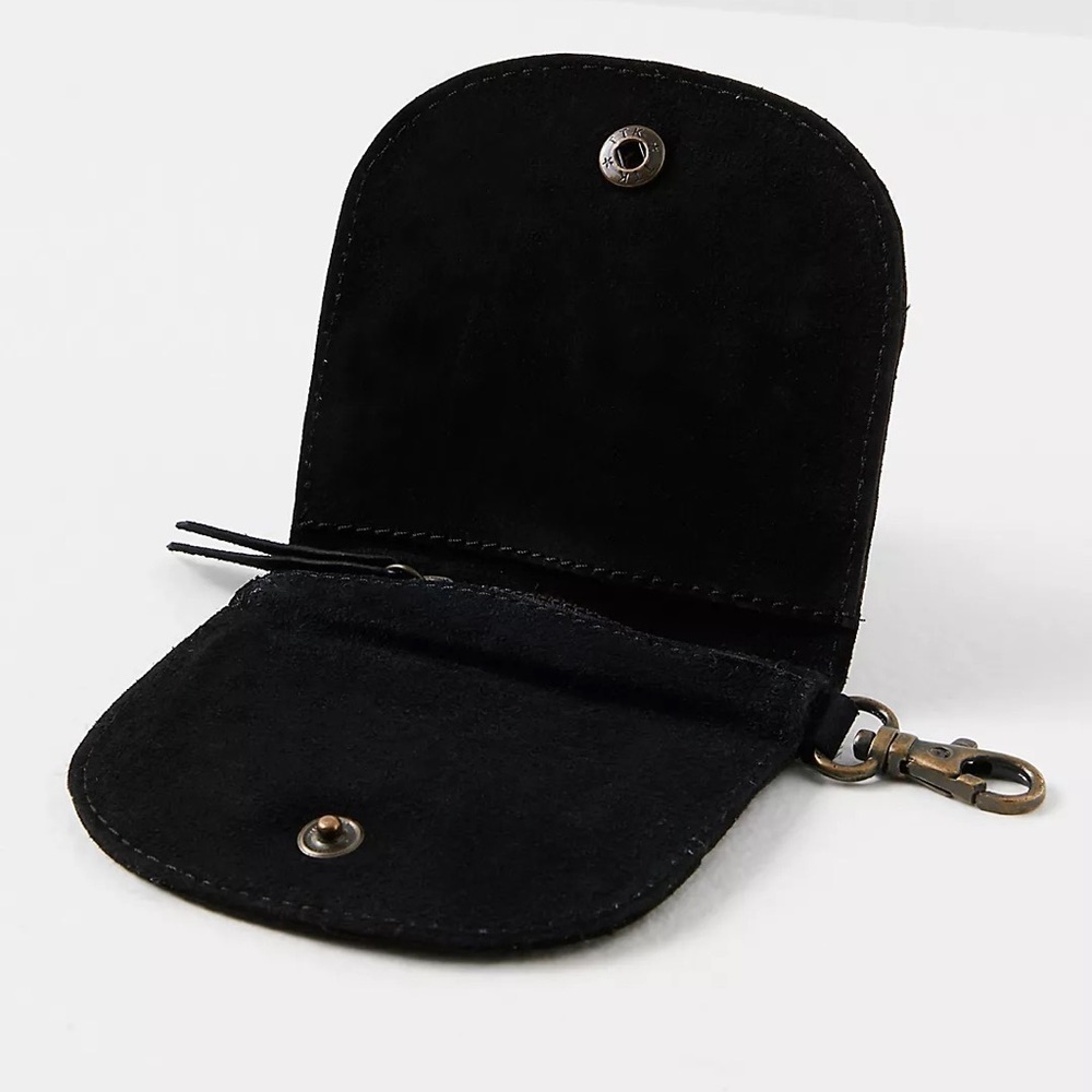 Free People Studded Clip On Wallet Leather in Color: Black NWT - Picture 5 of 15
